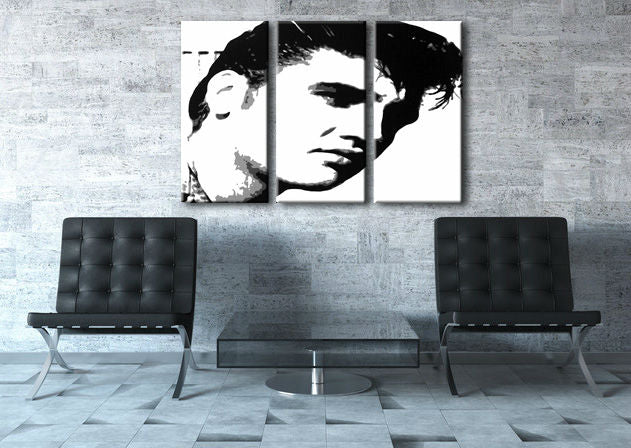 Pictat manual tablou pe pânză cu motivul ELVIS în negru-alb nuanțe, atmosferă îndrăzneață, rock and roll și istorie muzicală | POP Art pictat manual tablou ELVIS – principală