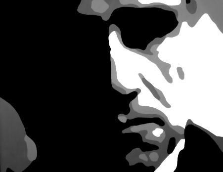 Pictat manual tablou pe pânză cu motivul GODFATHER în negru-alb nuanțe, atmosferă dramatică, minimalism | POP Art pictat manual tablou GODFATHER – produs, vedere 2 [YOBPPGOD2-120X80-24H]