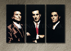 Pictat manual tablou pe pânză cu motivul Goodfellas în negru-alb nuanțe, forță și putere și lumea filmului | POP Art pictat manual tablou Goodfellas – produs