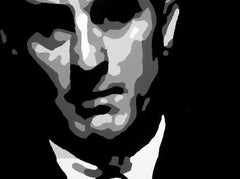 Pictat manual tablou pe pânză cu motivul Goodfellas, bărbat în costum în negru-alb nuanțe, atmosferă dramatică, mister | POP Art pictat manual tablou Goodfellas – produs, vedere 2