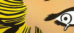 Pictat manual tablou pe pânză cu motivul LICHTENSTEIN, păr în galben-negru nuanțe, atmosferă melancolică, cultură pop | POP Art pictat manual tablou LICHTENSTEIN – produs, vedere 2