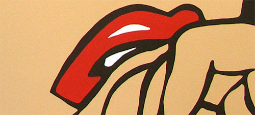 Pictat manual tablou pe pânză cu motivul LICHTENSTEIN, păr în galben-negru nuanțe, atmosferă melancolică, cultură pop | POP Art pictat manual tablou LICHTENSTEIN – produs, vedere 3