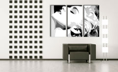 Pictat manual tablou pe pânză cu motivul MADONNA în alb-negru nuanțe, atmosferă dramatică, glamour hollywoodian și glorie | POP Art pictat manual tablou MADONNA – principală