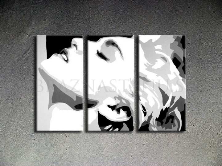 Pictat manual tablou pe pânză cu motivul MADONNA în alb-negru nuanțe, atmosferă dramatică, glamour hollywoodian și glorie | POP Art pictat manual tablou MADONNA – produs