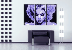 Pop art tablou cu motivul MADONNA, țigară de foi, natură în violet-negru nuanțe | POP Art pictat manual tablou MADONNA, glorie și iconografie – previzualizare