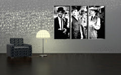 Pop art tablou pe pânză cu motivul Rat Pack, natură în alb-roșu nuanțe agățat în interiorul sufragerie, atmosferă nostalgică, istorie muzicală – interior, vedere 3