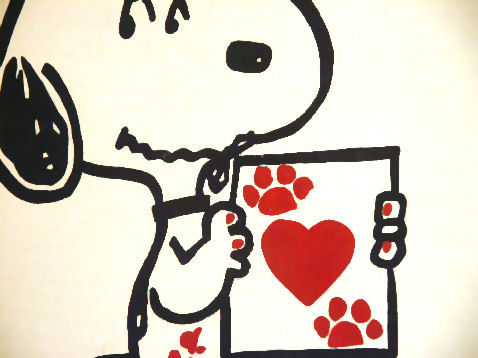 Pictat manual tablou pe pânză cu motivul SNOOPY, inimă în alb-negru nuanțe, atmosferă jucăușă, dragoste și nostalgie | POP Art pictat manual tablou SNOOPY – produs, vedere 2