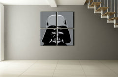 Pictat manual tablou cu motivul STAR WARS în negru-alb nuanțe | POP Art pictat manual tablou STAR WARS, cultură pop și iconografie – previzualizare