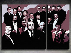Pop art tablou pe pânză cu motivul The MAFIA Family, automobil în alb-negru nuanțe, atmosferă dramatică, familie și forță și putere, potrivit pentru sufragerie – produs