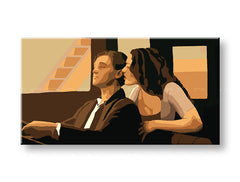 Pop art tablou pe pânză cu motivul TITANIC în bej-maro nuanțe, atmosferă intimă, dragoste și lumea filmului, potrivit pentru sufragerie | POP Art pictat manual tablou TITANIC – principală