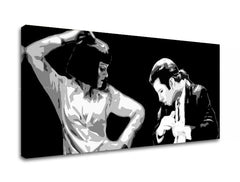 Pop art tablou pe pânză cu motivul Pulp Fiction, bărbat în costum, natură în alb-negru nuanțe, atmosferă dramatică, potrivit pentru birou – produs, vedere 2