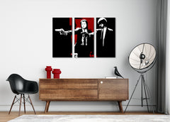 Pop art tablou pe pânză cu motivul Pulp Fiction în alb-roșu nuanțe, atmosferă intensă, lumea filmului, potrivit pentru sufragerie | POP Art tablou Pulp Fiction – principală