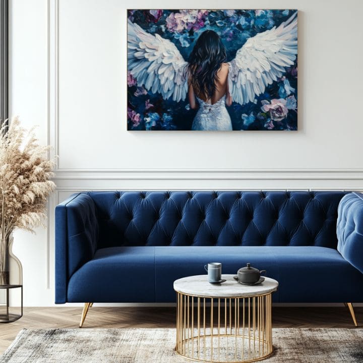 tablou cu îngeri în atelier artistic – Papilora Premium Art.