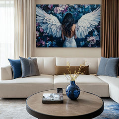 tablou cu îngeri într-un living modern – mockup interior, Papilora.