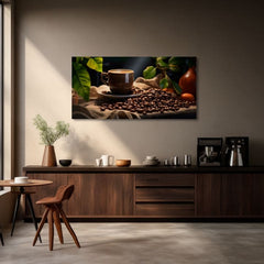 Modern tablou pe pânză cu motivul Majstrovské Dielo Baristu, ceașcă de cafea, natură în bej-maro nuanțe, atmosferă confortabilă, potrivit pentru bucătărie – produs, vedere 2