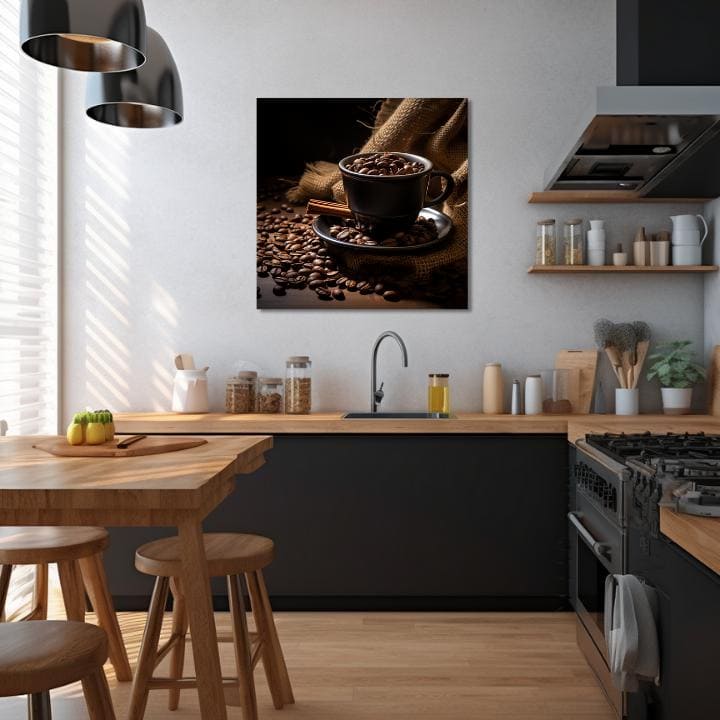 Rustic tablou pe pânză cu motivul Kávová Fantázia în bej-maro nuanțe, atmosferă confortabilă, potrivit pentru bucătărie | De cafea tablouri pentru bucătărie Kávová Fantázia – produs
