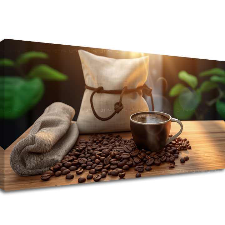 Rustic tablou pe pânză cu motivul Čas na Ticho, ceașcă de cafea, hartă în bej-maro nuanțe, atmosferă confortabilă, potrivit pentru bucătărie | De cafea tablouri pentru bucătărie Čas na Ticho – principală