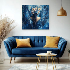 tablou cu îngeri într-un living modern – mockup interior, Papilora.