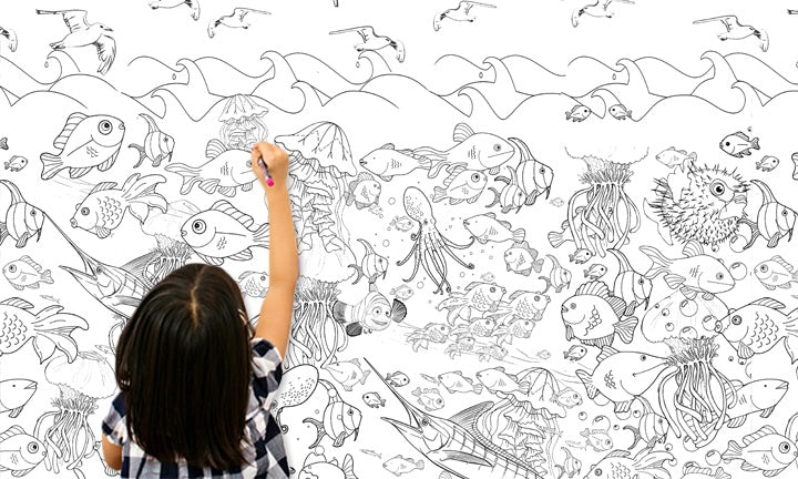 Modern tablou cu motivul fată, motiv pentru copii în alb-negru nuanțe | Detská tapeta na vopsire, creativitate – previzualizare