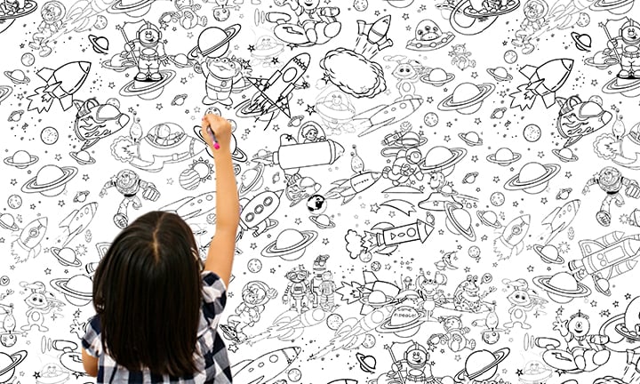 Modern tablou pe pânză cu motivul copil, fată, peisaj, motiv pentru copii, natură în alb-negru nuanțe agățat în interiorul cameră de copii – interior
