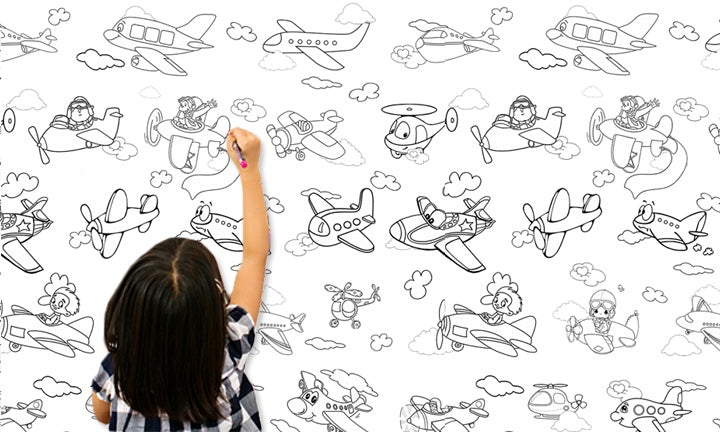Modern tablou cu motivul copil, nori, motiv pentru copii în alb-negru nuanțe | Detská tapeta na vopsire, copilărie și creativitate – previzualizare