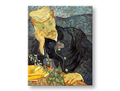 Vintage tablou pe pânză cu motivul Vincent van Gogh - Portrét dr. Gacheta, flori, natură în albastru-verde nuanțe, atmosferă contemplativă, potrivit pentru birou de lucru – produs, vedere 2