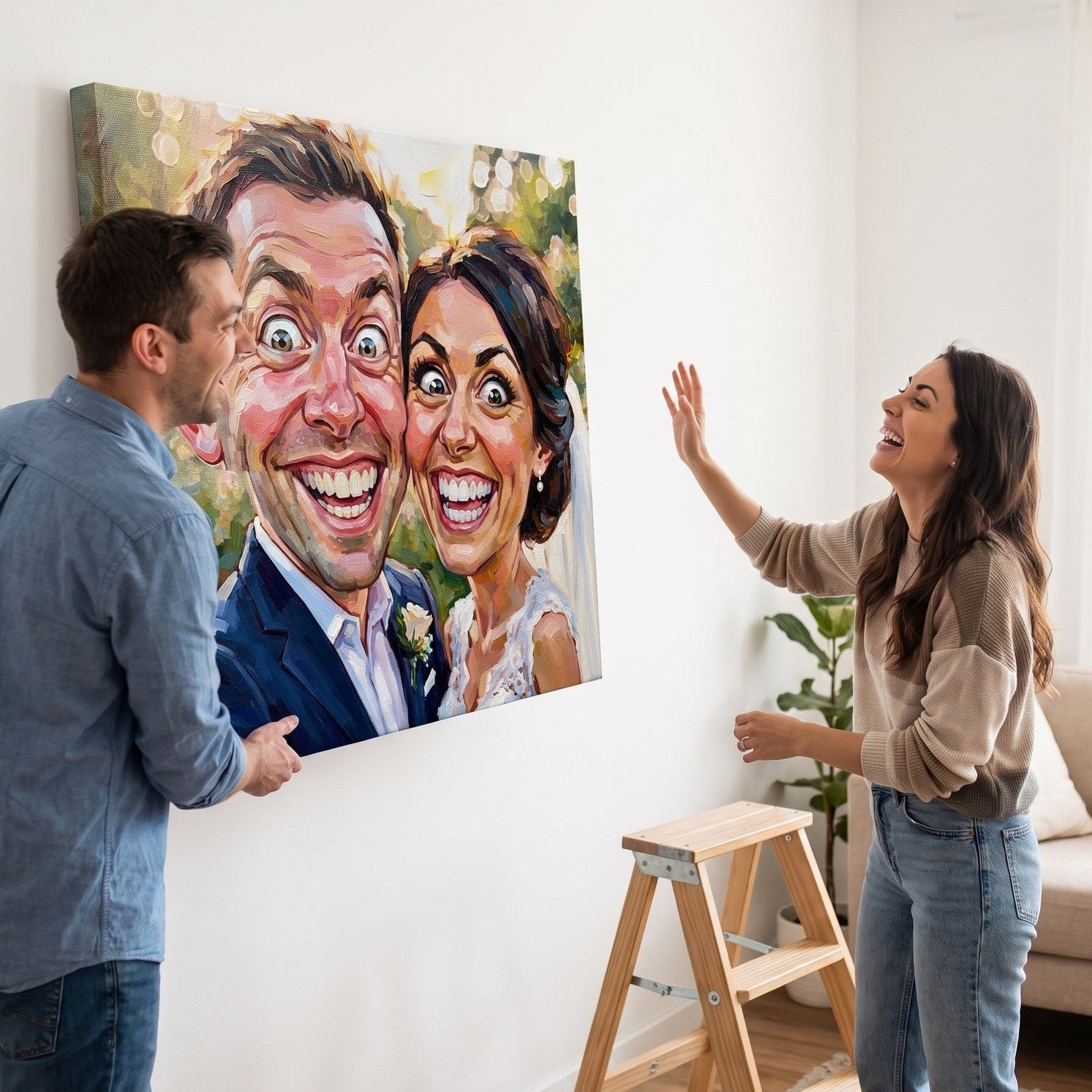 Exemplu de tablou: o caricatură amuzantă realizată dintr-o fotografie pe pânză