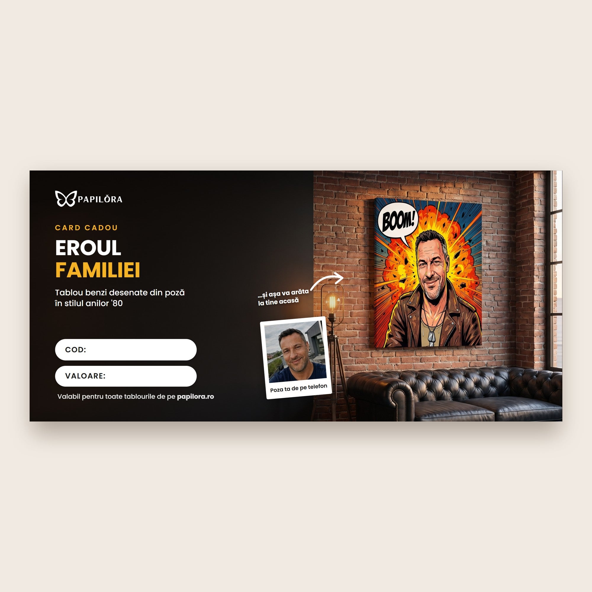 Voucher cadou pentru tablou benzi desenate din poză – bărbați