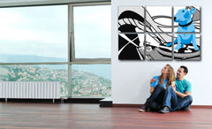 Pictură POP Art pictată manual Câine și DJ 6 bucăți dd