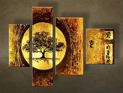 Imagine pictată manual a unui copac 4 părți NU0024E4