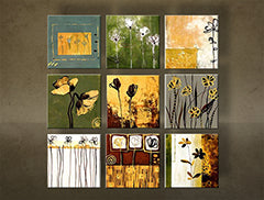 Pictură pictată manual FLORI 9 bucăți NU0042E9