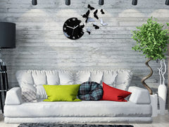 Ceas modern de perete BUTTERFLIE 3D BLACK NH048