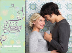 Modern tablou cu motivul cuplu, Turnul Eiffel în violet-verde nuanțe | VINTAGE PARIS - cadou VOUCHER, romantism și relații – previzualizare