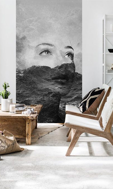 Geometric tablou pe pânză cu motivul Zoya VERDI + lipici Gratuit, ocean, valuri în alb-roșu nuanțe, atmosferă de vis, vise, potrivit pentru birou – principală