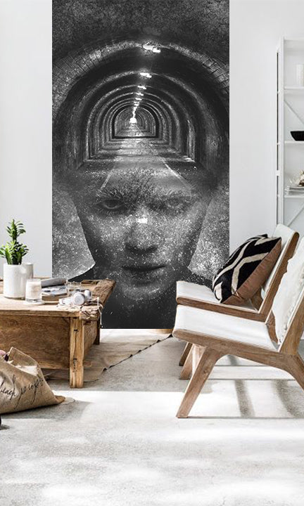 Modern tablou pe pânză cu motivul Zoya VERDI + lipici Gratuit în alb-albastru nuanțe, atmosferă misterioasă, potrivit pentru birou | Fototapet de perete Zoya VERDI + lipici Gratuit – principală