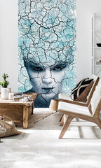 În stil boho tablou cu motivul Zoya VERDI + lipici Gratuit în alb-albastru nuanțe | Fototapet de perete Zoya VERDI + lipici Gratuit – previzualizare
